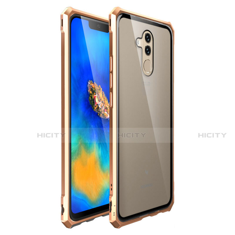 Handyhülle Hülle Luxus Aluminium Metall Rahmen Spiegel Tasche für Huawei Mate 20 Lite Gold