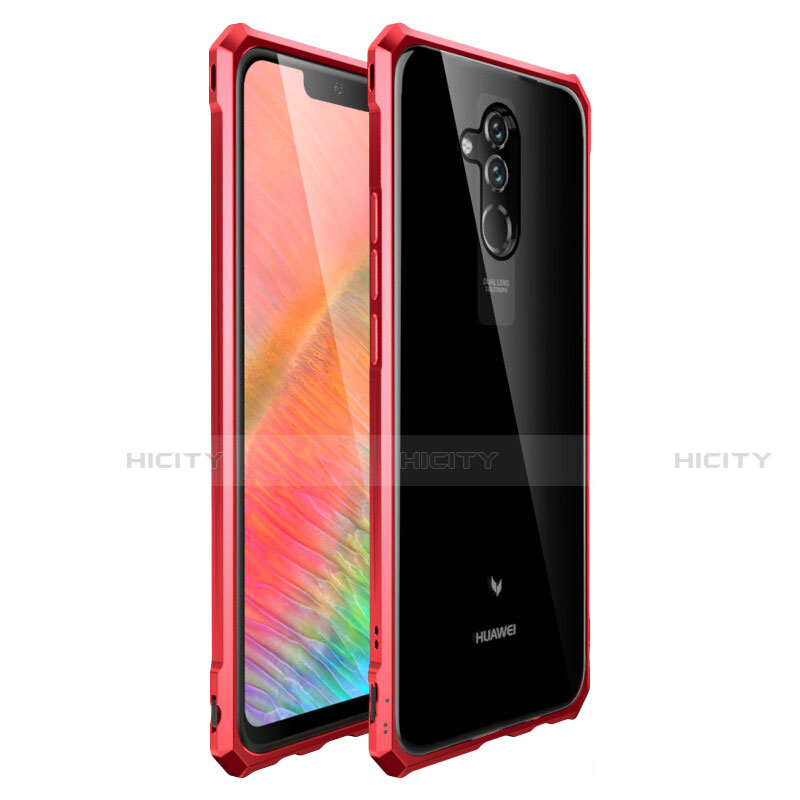 Handyhülle Hülle Luxus Aluminium Metall Rahmen Spiegel Tasche für Huawei Mate 20 Lite Rot