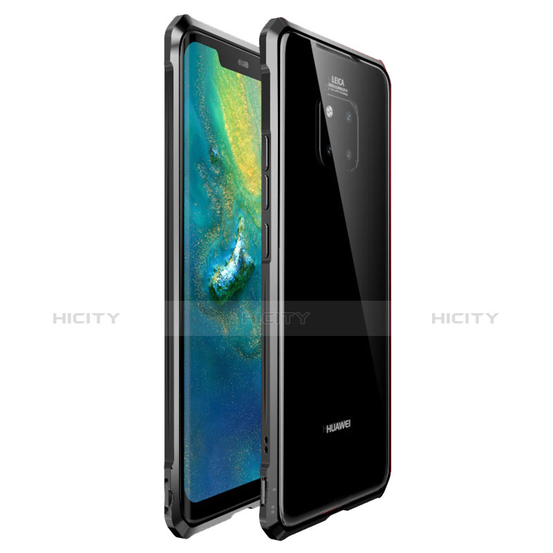 Handyhülle Hülle Luxus Aluminium Metall Rahmen Spiegel Tasche für Huawei Mate 20 Pro Schwarz