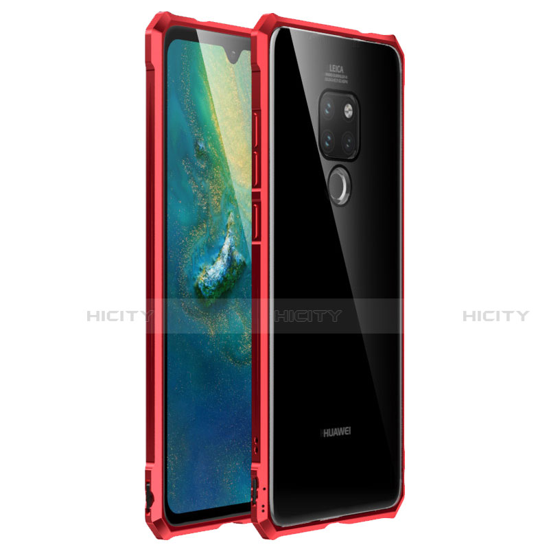 Handyhülle Hülle Luxus Aluminium Metall Rahmen Spiegel Tasche für Huawei Mate 20 Rot