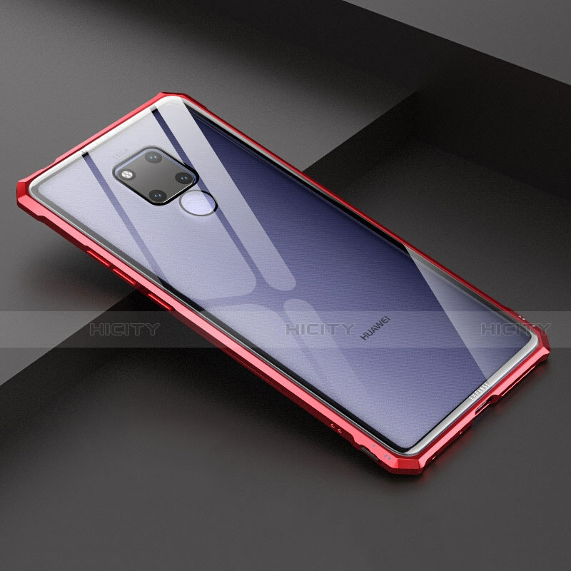 Handyhülle Hülle Luxus Aluminium Metall Rahmen Spiegel Tasche für Huawei Mate 20 X 5G Rot