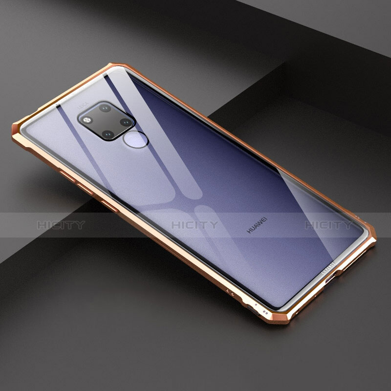 Handyhülle Hülle Luxus Aluminium Metall Rahmen Spiegel Tasche für Huawei Mate 20 X Gold