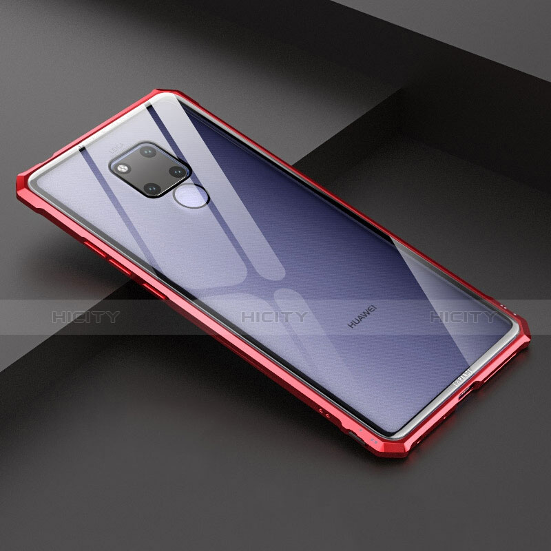 Handyhülle Hülle Luxus Aluminium Metall Rahmen Spiegel Tasche für Huawei Mate 20 X Rot Plus