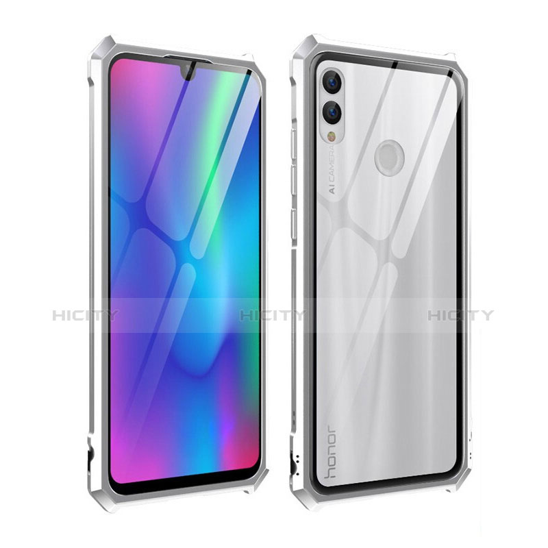 Handyhülle Hülle Luxus Aluminium Metall Rahmen Spiegel Tasche für Huawei P Smart (2019) Silber Plus