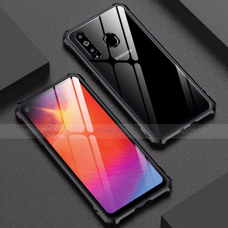 Handyhülle Hülle Luxus Aluminium Metall Rahmen Spiegel Tasche für Samsung Galaxy A8s SM-G8870 Schwarz