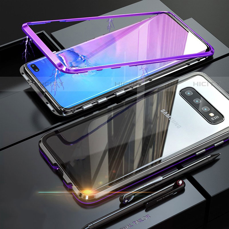 Handyhülle Hülle Luxus Aluminium Metall Rahmen Spiegel Tasche für Samsung Galaxy S10 5G Violett