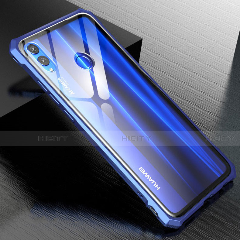 Handyhülle Hülle Luxus Aluminium Metall Rahmen Spiegel Tasche M01 für Huawei Honor 8X Blau Plus