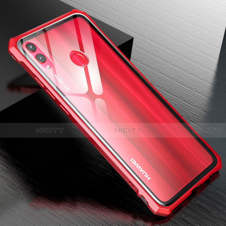 Handyhülle Hülle Luxus Aluminium Metall Rahmen Spiegel Tasche M01 für Huawei Honor 8X Rot