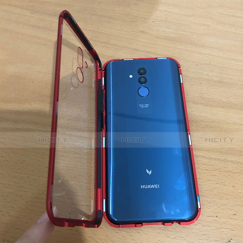 Handyhülle Hülle Luxus Aluminium Metall Rahmen Spiegel Tasche M01 für Huawei Mate 20 Lite Rot