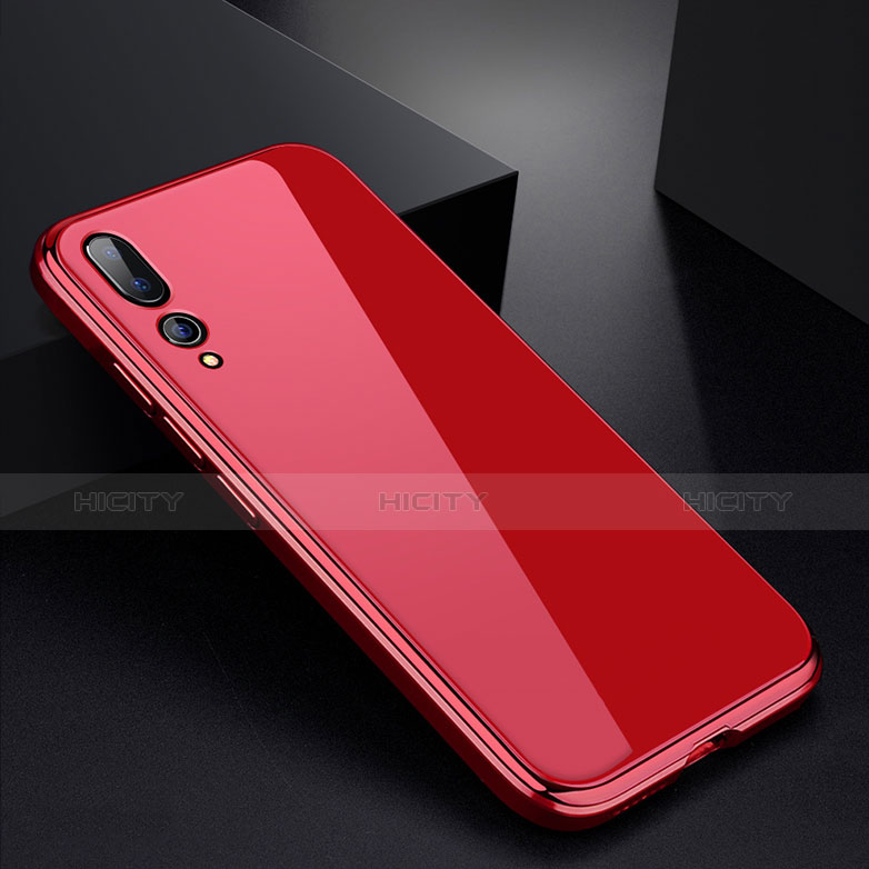 Handyhülle Hülle Luxus Aluminium Metall Rahmen Spiegel Tasche M01 für Huawei P20 Pro Rot