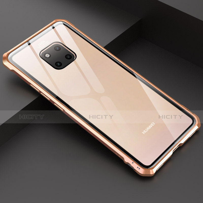 Handyhülle Hülle Luxus Aluminium Metall Rahmen Spiegel Tasche M03 für Huawei Mate 20 Pro Gold