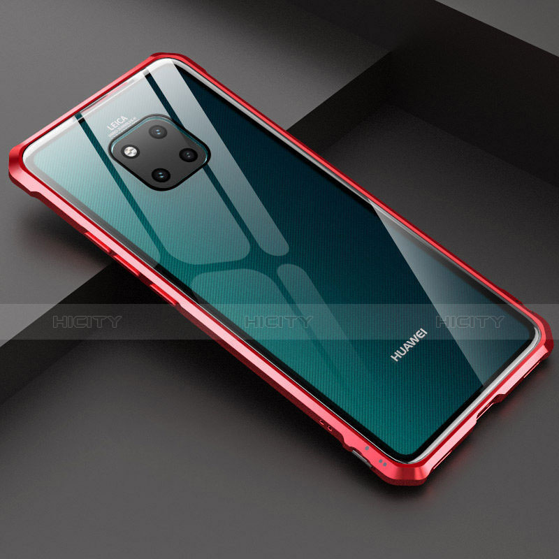 Handyhülle Hülle Luxus Aluminium Metall Rahmen Spiegel Tasche M03 für Huawei Mate 20 Pro Rot Plus