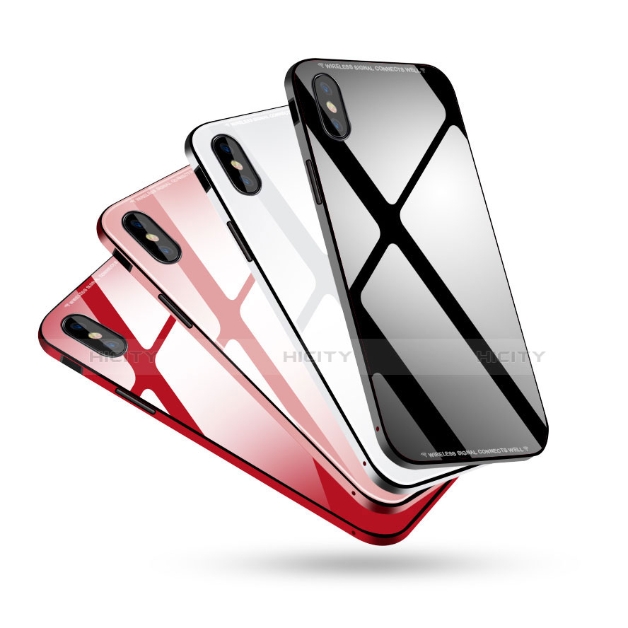 Handyhülle Hülle Luxus Aluminium Metall Rahmen Spiegel Tasche S01 für Apple iPhone Xs Max