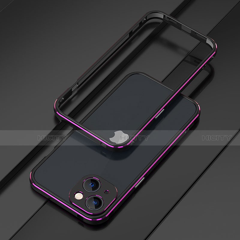 Handyhülle Hülle Luxus Aluminium Metall Rahmen Tasche A01 für Apple iPhone 13 Mini Violett