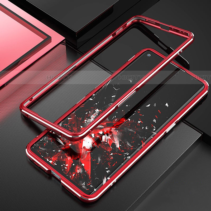 Handyhülle Hülle Luxus Aluminium Metall Rahmen Tasche A01 für Oppo Reno3 Pro Rot