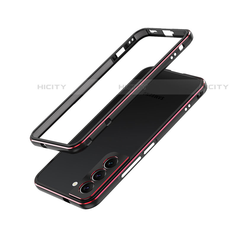 Handyhülle Hülle Luxus Aluminium Metall Rahmen Tasche A01 für Samsung Galaxy S21 5G Rot und Schwarz Plus