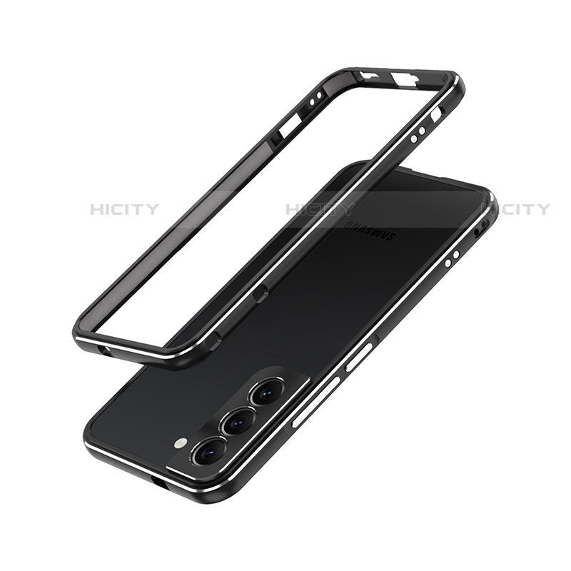 Handyhülle Hülle Luxus Aluminium Metall Rahmen Tasche A01 für Samsung Galaxy S21 5G Schwarz