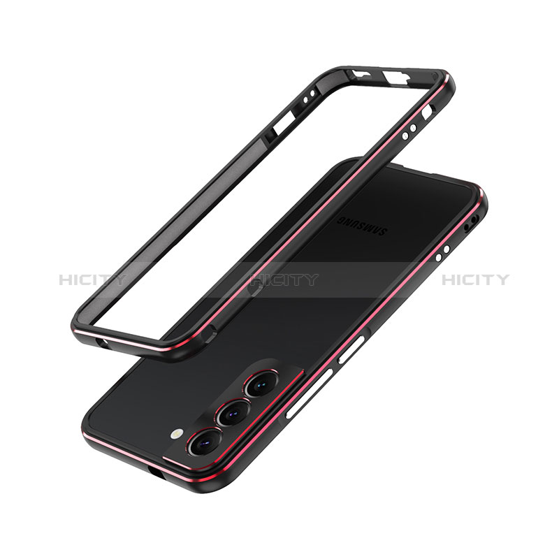 Handyhülle Hülle Luxus Aluminium Metall Rahmen Tasche A01 für Samsung Galaxy S24 5G Rot und Schwarz