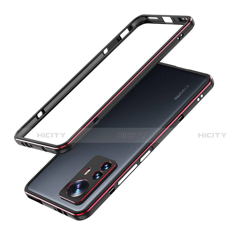 Handyhülle Hülle Luxus Aluminium Metall Rahmen Tasche A01 für Xiaomi Mi 12 5G Rot und Schwarz Plus