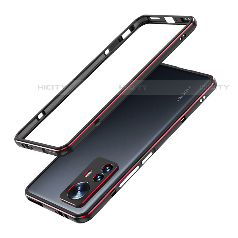 Handyhülle Hülle Luxus Aluminium Metall Rahmen Tasche A01 für Xiaomi Mi 12 Pro 5G Rot und Schwarz Plus