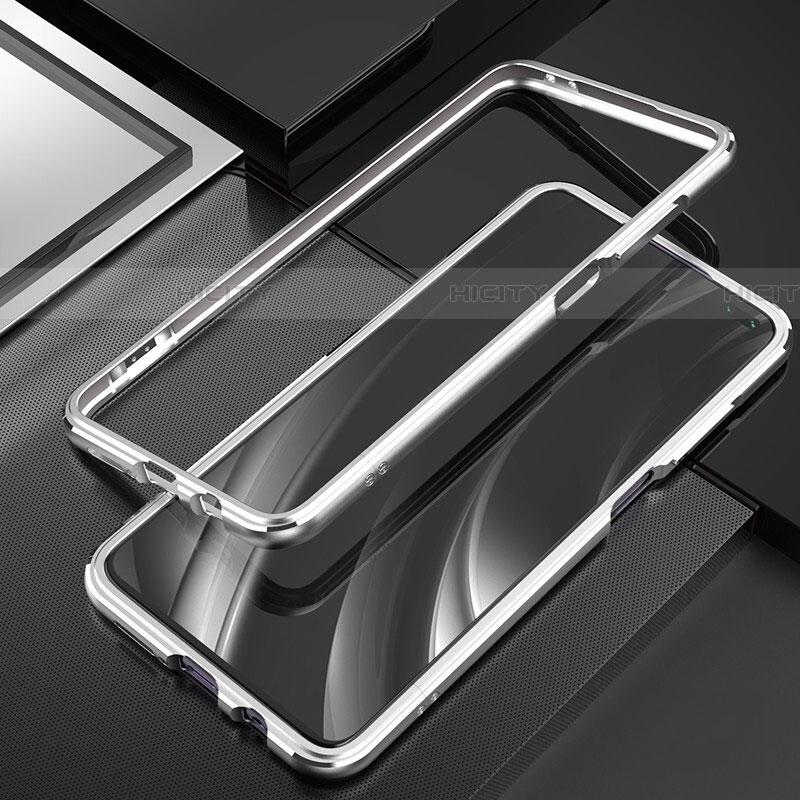 Handyhülle Hülle Luxus Aluminium Metall Rahmen Tasche A01 für Xiaomi Poco X2 Silber