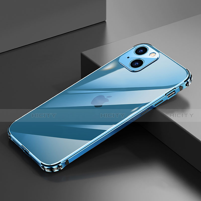 Handyhülle Hülle Luxus Aluminium Metall Rahmen Tasche A06 für Apple iPhone 14 groß