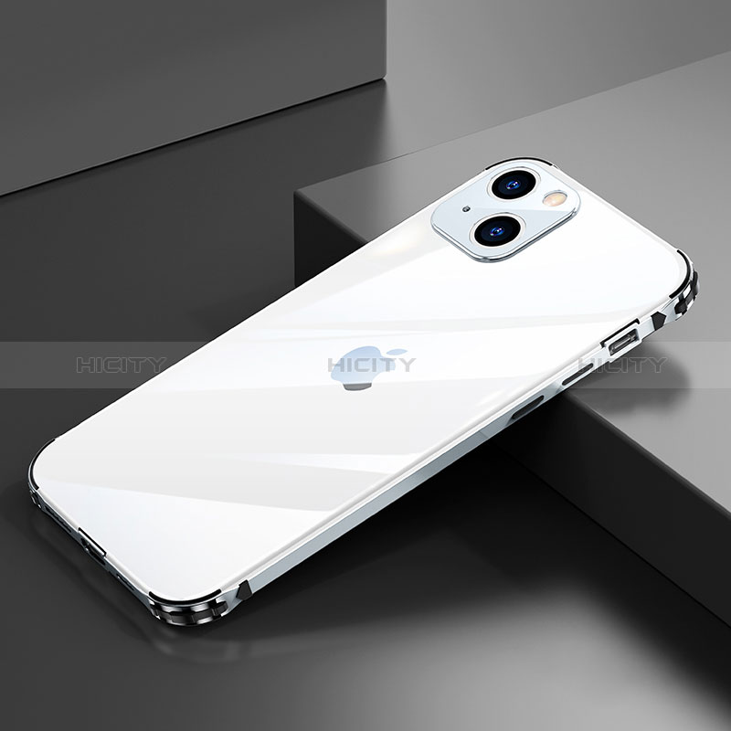 Handyhülle Hülle Luxus Aluminium Metall Rahmen Tasche A06 für Apple iPhone 15 groß