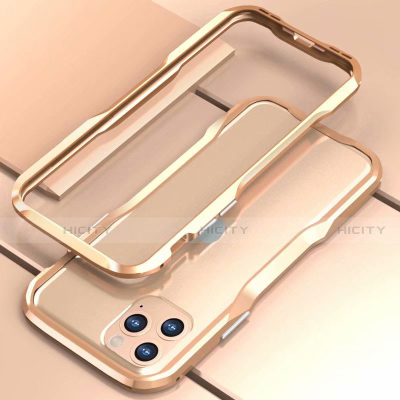 Handyhülle Hülle Luxus Aluminium Metall Rahmen Tasche für Apple iPhone 11 Pro Gold Plus