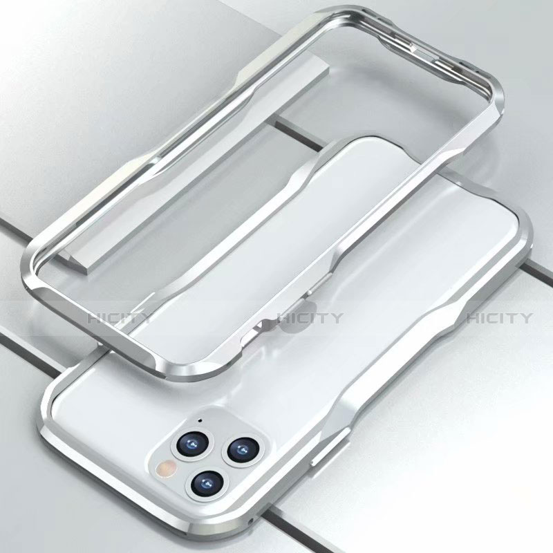 Handyhülle Hülle Luxus Aluminium Metall Rahmen Tasche für Apple iPhone 11 Pro Max Silber