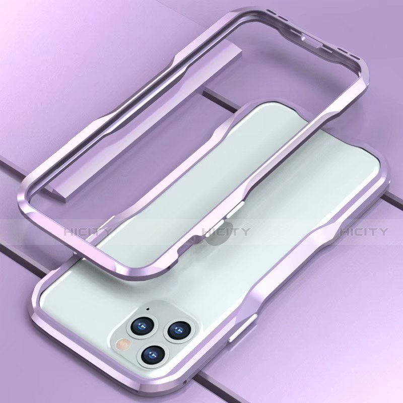 Handyhülle Hülle Luxus Aluminium Metall Rahmen Tasche für Apple iPhone 11 Pro Max Violett Plus