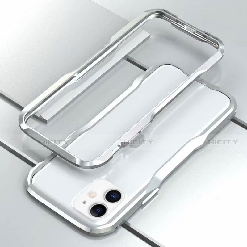 Handyhülle Hülle Luxus Aluminium Metall Rahmen Tasche für Apple iPhone 11 Silber