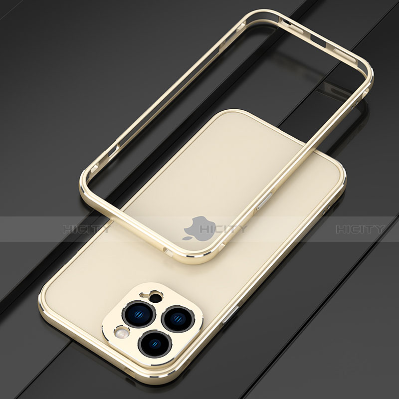 Handyhülle Hülle Luxus Aluminium Metall Rahmen Tasche für Apple iPhone 13 Pro Gold