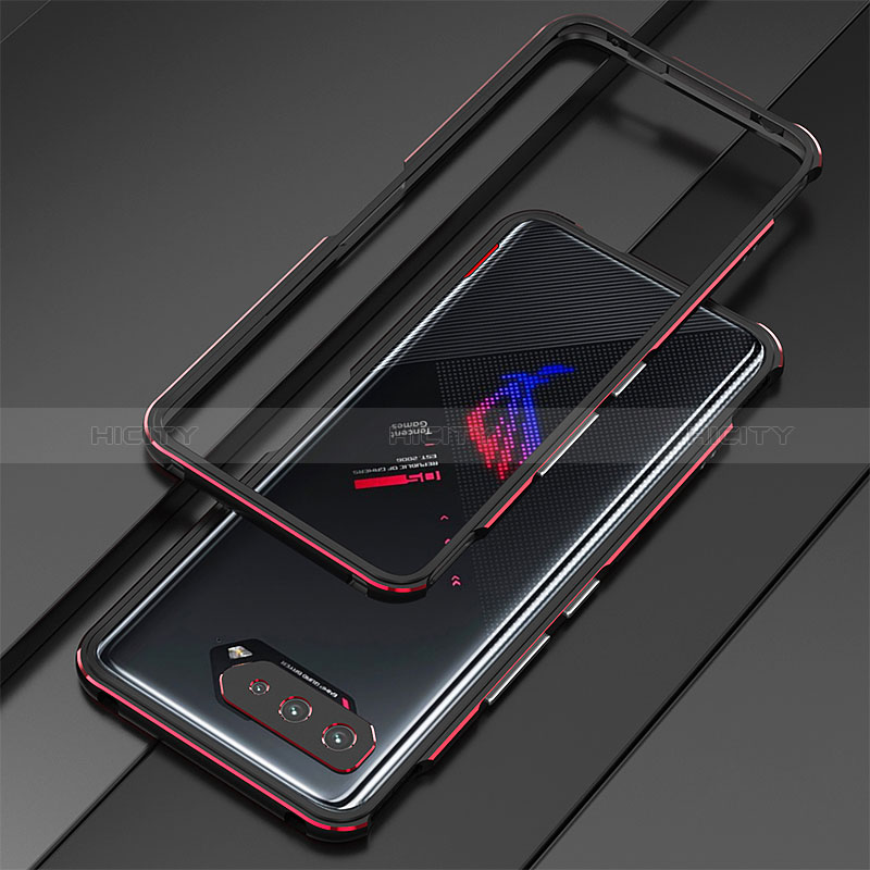 Handyhülle Hülle Luxus Aluminium Metall Rahmen Tasche für Asus ROG Phone 5 Pro Rot und Schwarz