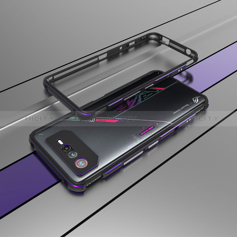 Handyhülle Hülle Luxus Aluminium Metall Rahmen Tasche für Asus ROG Phone 6 Violett