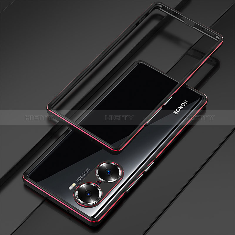 Handyhülle Hülle Luxus Aluminium Metall Rahmen Tasche für Huawei Honor 60 5G Rot und Schwarz