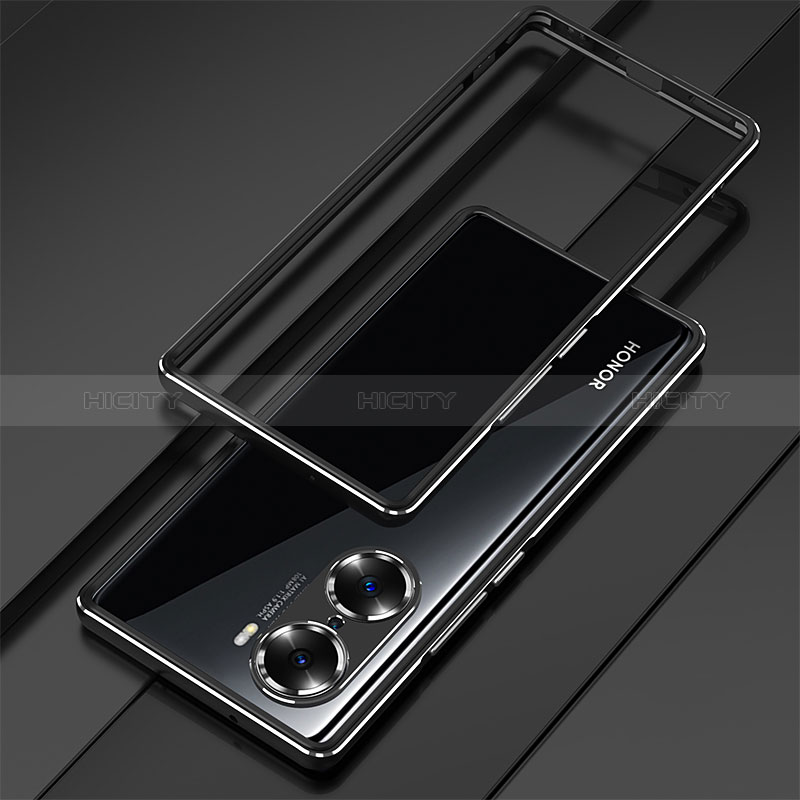 Handyhülle Hülle Luxus Aluminium Metall Rahmen Tasche für Huawei Honor 60 5G Schwarz Plus