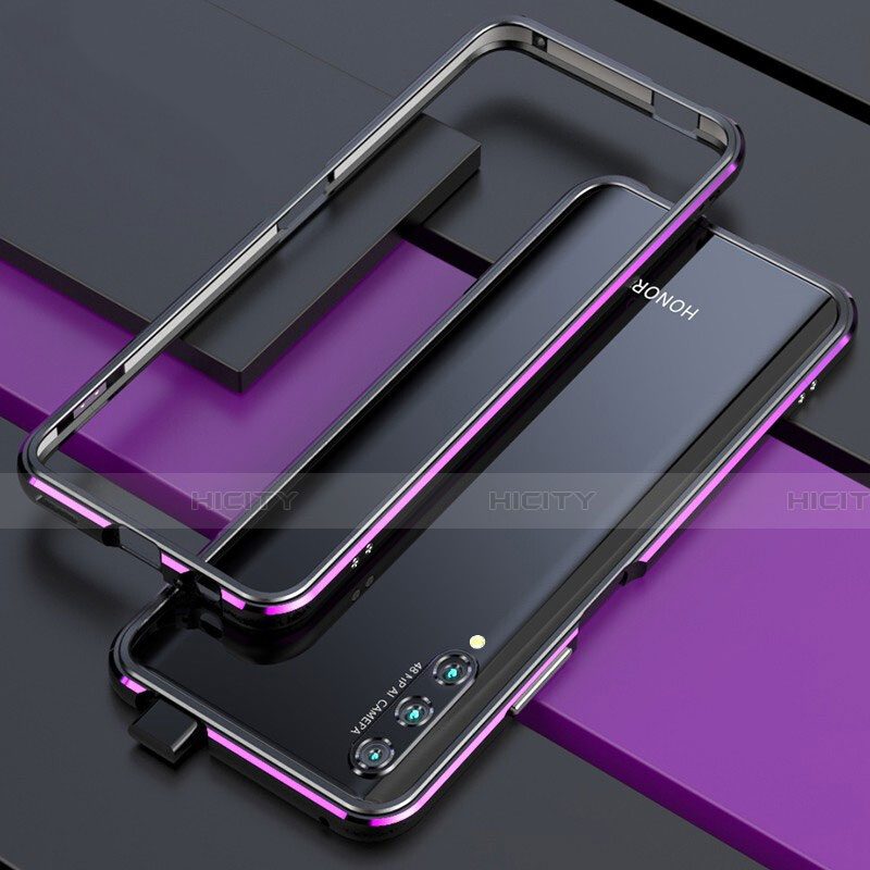 Handyhülle Hülle Luxus Aluminium Metall Rahmen Tasche für Huawei Honor 9X Pro Violett und Schwarz