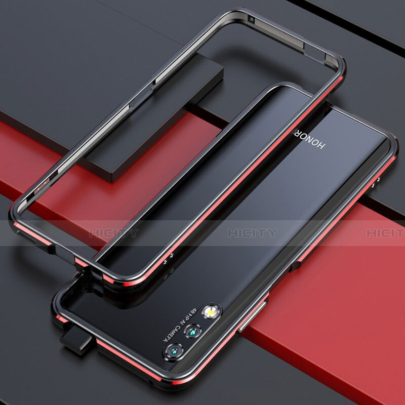 Handyhülle Hülle Luxus Aluminium Metall Rahmen Tasche für Huawei Honor 9X Rot und Schwarz