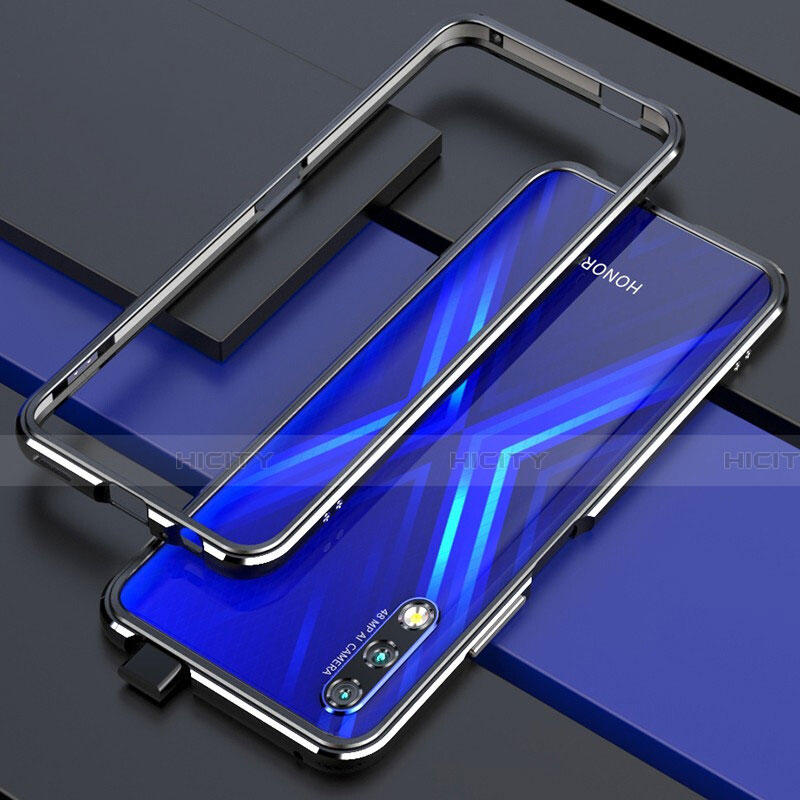 Handyhülle Hülle Luxus Aluminium Metall Rahmen Tasche für Huawei Honor 9X Silber und Schwarz