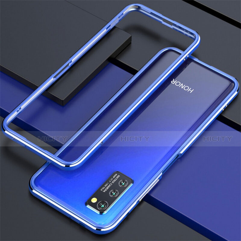 Handyhülle Hülle Luxus Aluminium Metall Rahmen Tasche für Huawei Honor V30 5G Blau