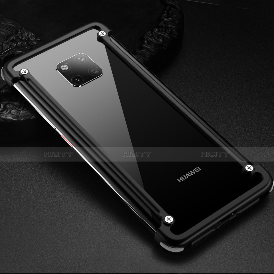 Handyhülle Hülle Luxus Aluminium Metall Rahmen Tasche für Huawei Mate 20 Pro Schwarz