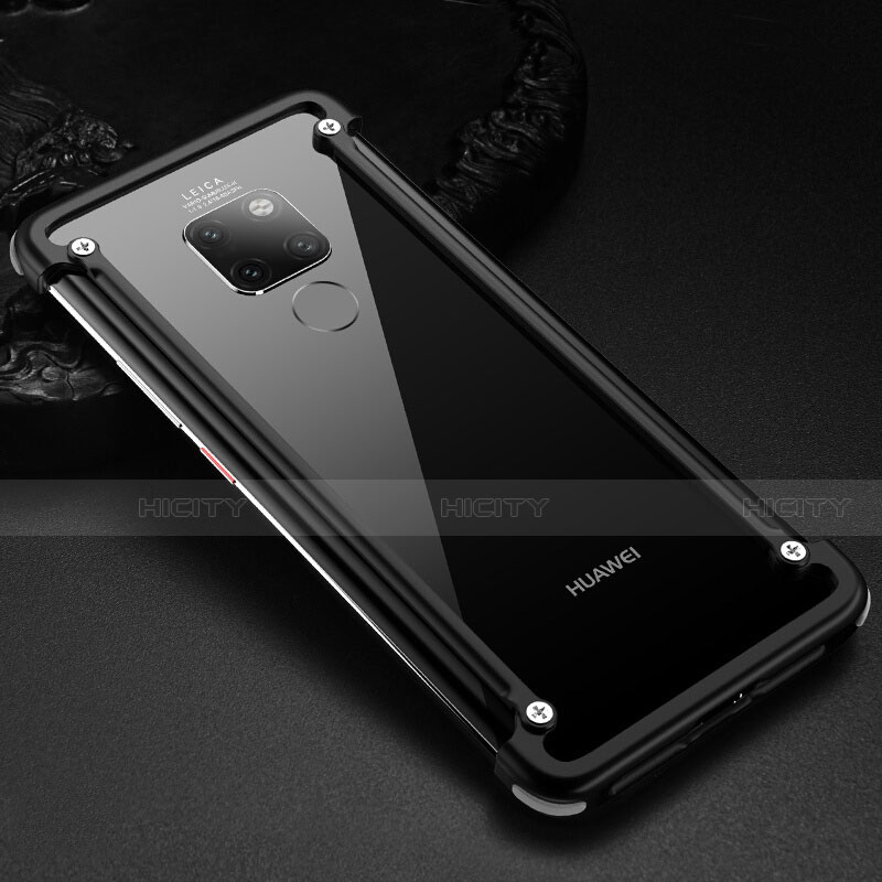 Handyhülle Hülle Luxus Aluminium Metall Rahmen Tasche für Huawei Mate 20 Schwarz