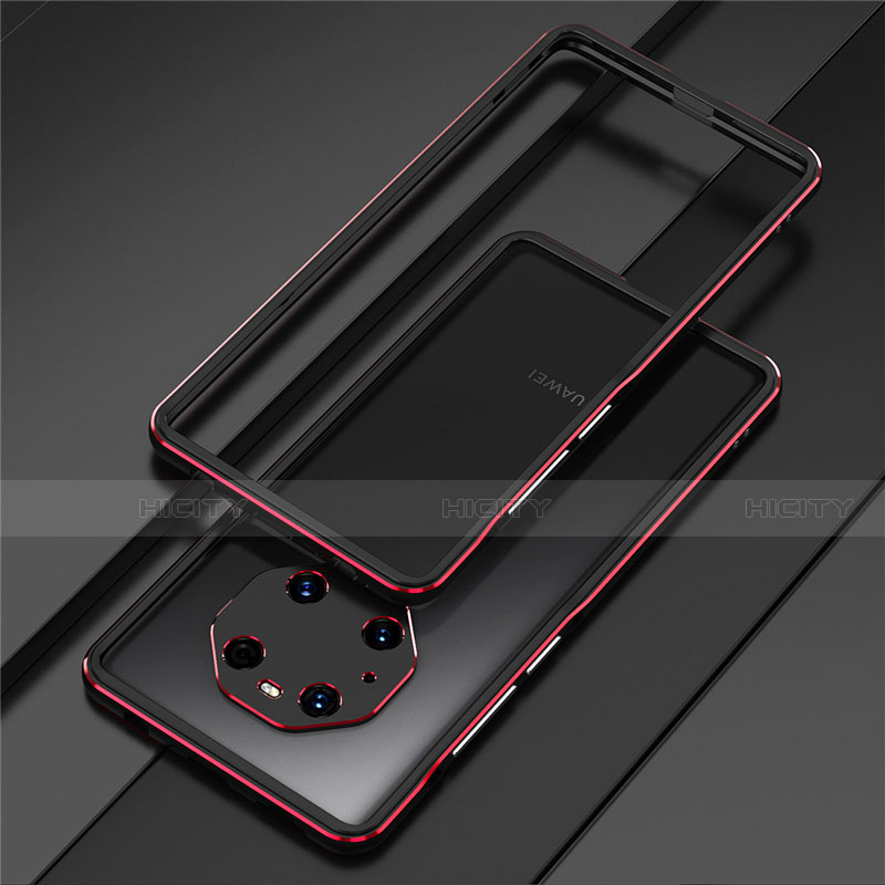 Handyhülle Hülle Luxus Aluminium Metall Rahmen Tasche für Huawei Mate 40 Pro Rot und Schwarz