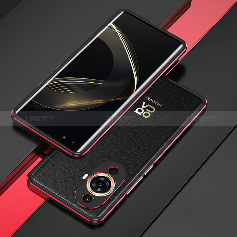 Handyhülle Hülle Luxus Aluminium Metall Rahmen Tasche für Huawei Nova 11 Pro Rot und Schwarz