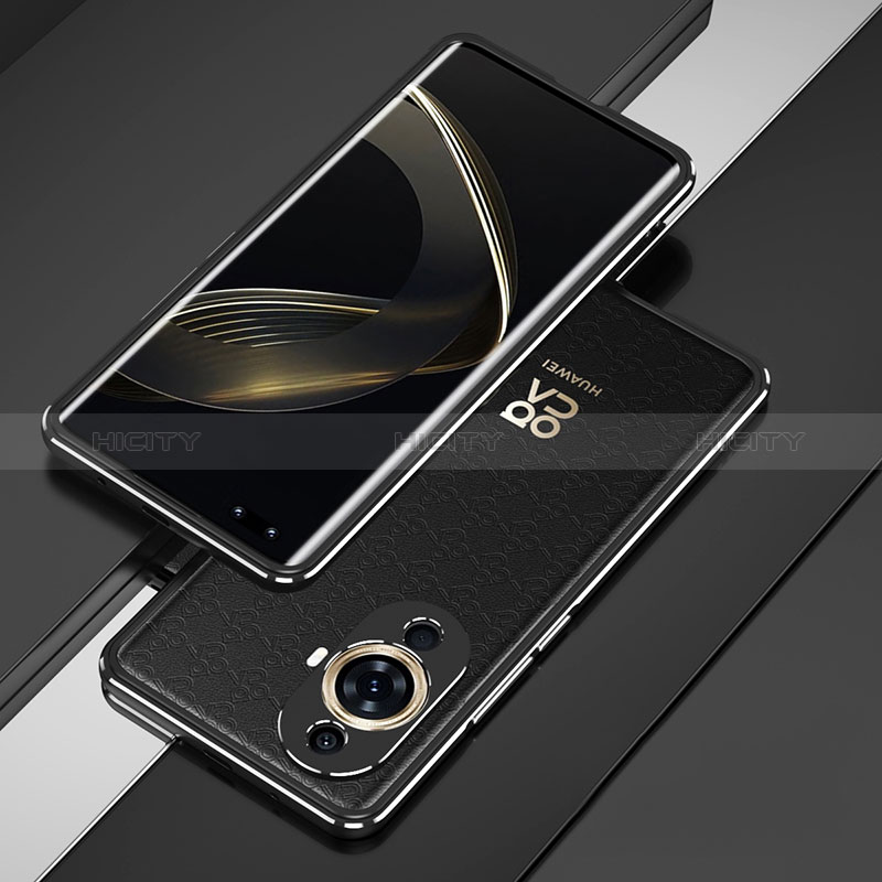 Handyhülle Hülle Luxus Aluminium Metall Rahmen Tasche für Huawei Nova 11 Pro Schwarz Plus