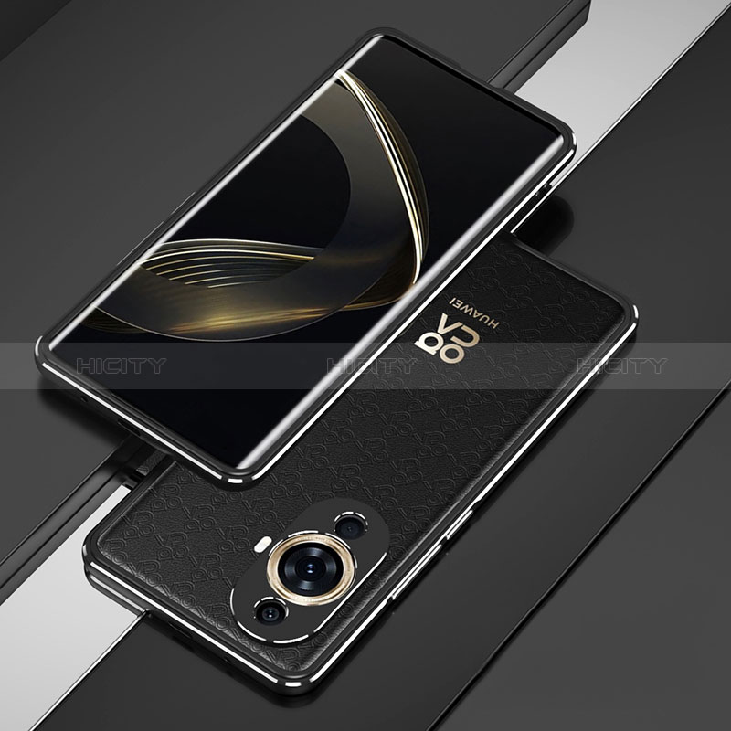 Handyhülle Hülle Luxus Aluminium Metall Rahmen Tasche für Huawei Nova 11 Schwarz