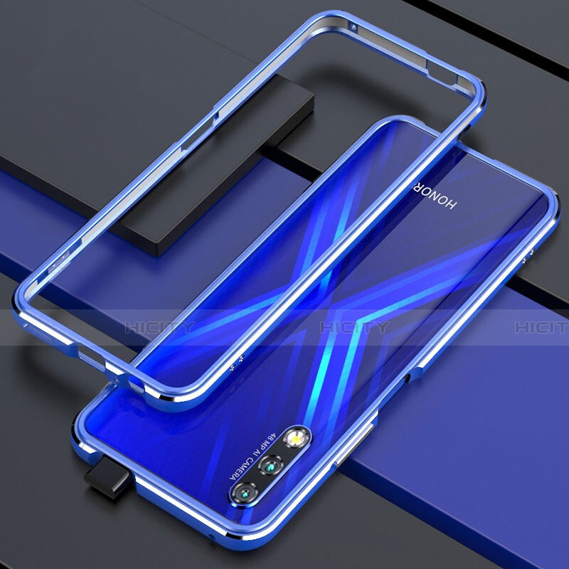 Handyhülle Hülle Luxus Aluminium Metall Rahmen Tasche für Huawei P Smart Z (2019) Blau Plus