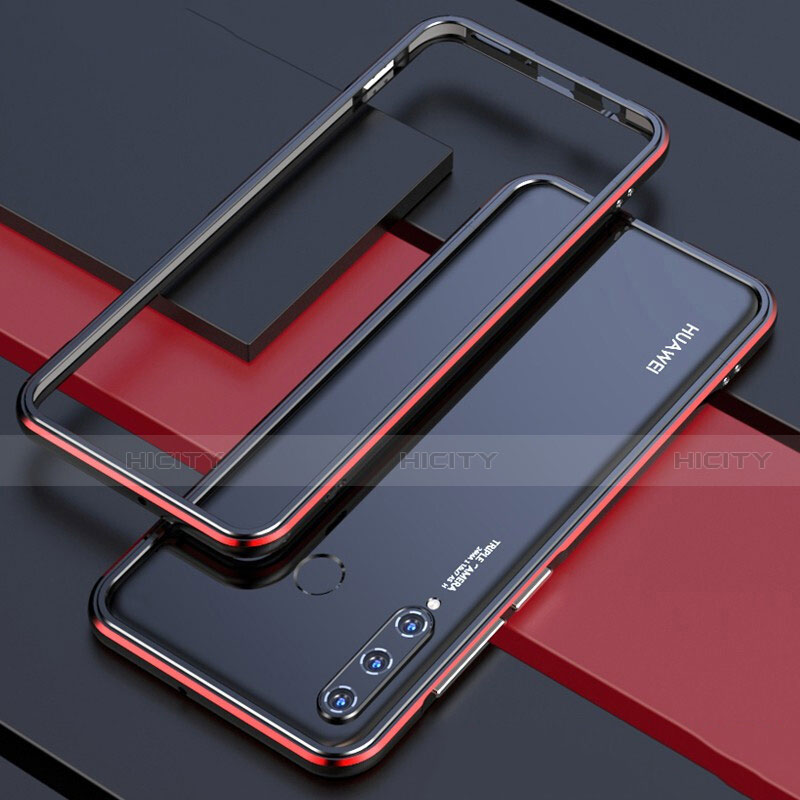 Handyhülle Hülle Luxus Aluminium Metall Rahmen Tasche für Huawei P30 Lite New Edition Rot