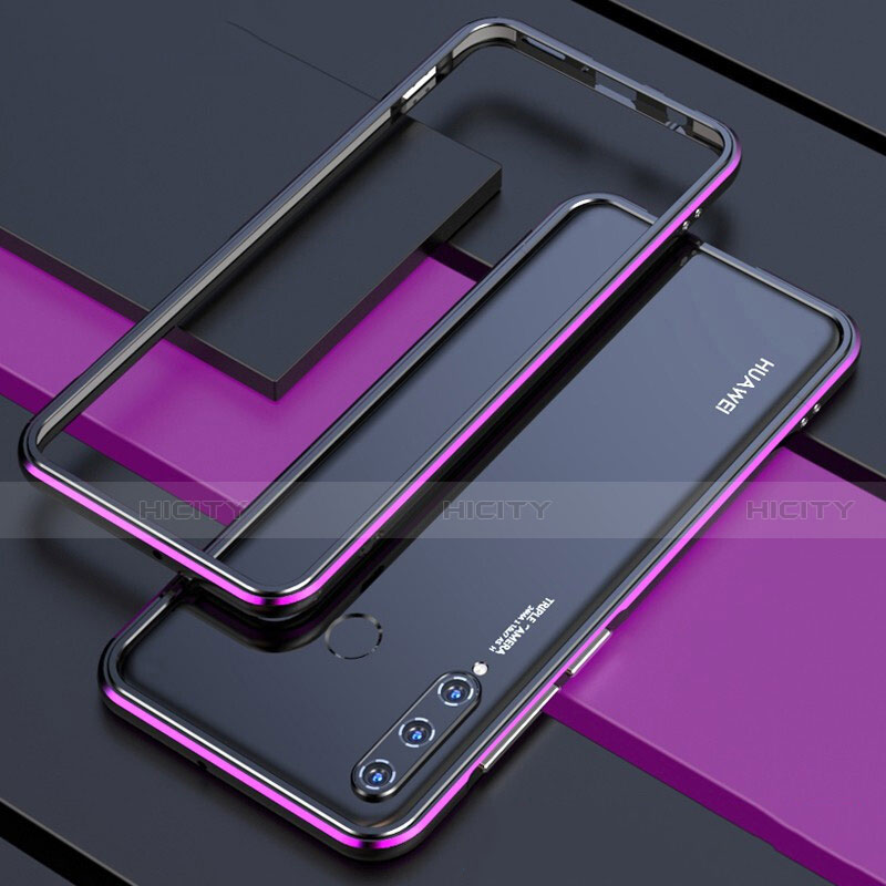 Handyhülle Hülle Luxus Aluminium Metall Rahmen Tasche für Huawei P30 Lite New Edition Violett