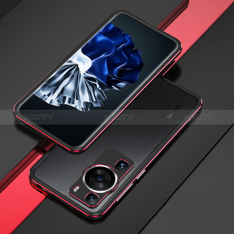 Handyhülle Hülle Luxus Aluminium Metall Rahmen Tasche für Huawei P60 Pro Rot und Schwarz